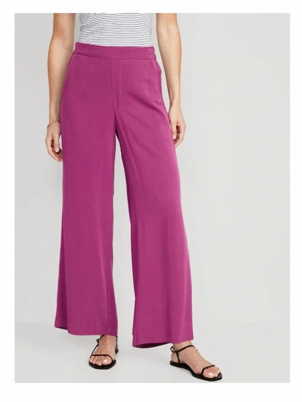 Old Navy Raspberry Wide-Leg Pull On Knit Pants Size Large - Picture 1 of 7